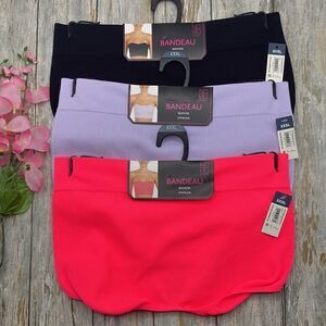 Womens Juniors Seamless Strapless Sweetheart Neckline Bandeau Bra 3-Pack Size 3X